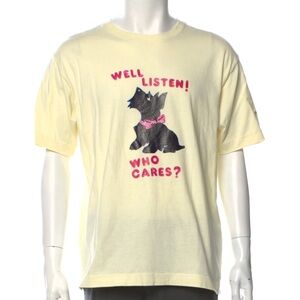 New Magda Archer Marc Jacobs Listen Who Cares T-Shirt Yellow Hot Pink Barbiecore